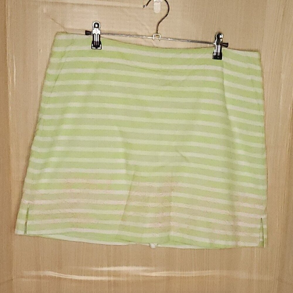 Lady Hagan Golf Green White Stripe  Embroidered Skirt 12
